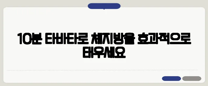 10분 타바타로 체지방을 효과적으로 태우세요
