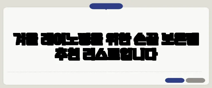 겨울 레이노병을 위한 손끝 보온템 추천 리스트입니다