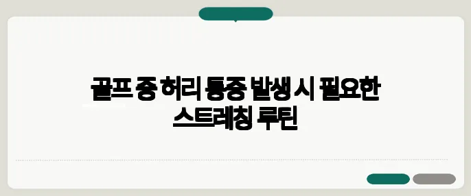골프 중 허리 통증 발생 시 필요한 스트레칭 루틴