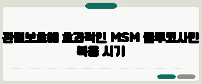 관절보호에 효과적인 MSM 글루코사민 복용 시기