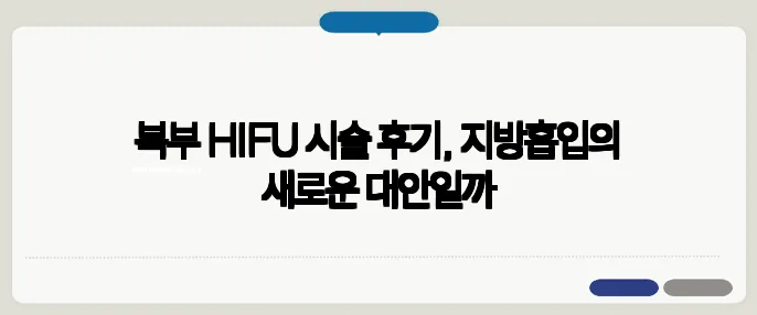 복부 HIFU 시술 후기, 지방흡입의 새로운 대안일까