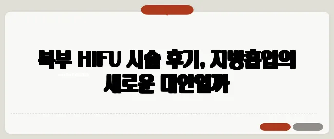 복부 HIFU 시술 후기, 지방흡입의 새로운 대안일까