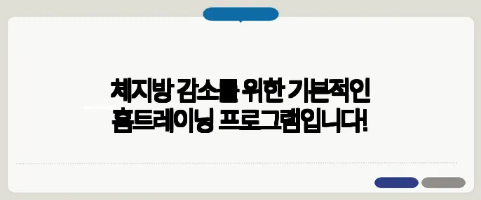 체지방 감소를 위한 기본적인 홈트레이닝 프로그램입니다!