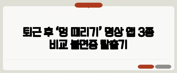 퇴근 후 ‘멍 때리기’ 명상 앱 3종 비교—불면증 탈출기