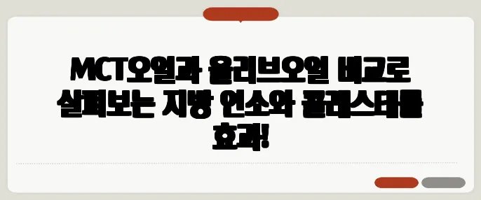 MCT오일과 올리브오일 비교로 살펴보는 지방 연소와 콜레스테롤 효과!