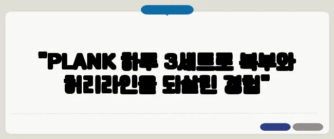 "PLANK 하루 3세트로 복부와 허리라인을 되살린 경험"