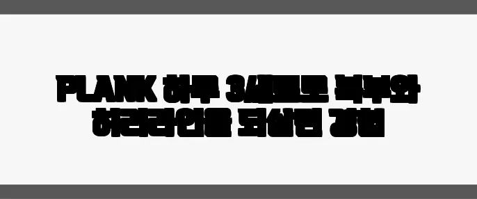 PLANK 하루 3세트로 복부와 허리라인을 되살린 경험