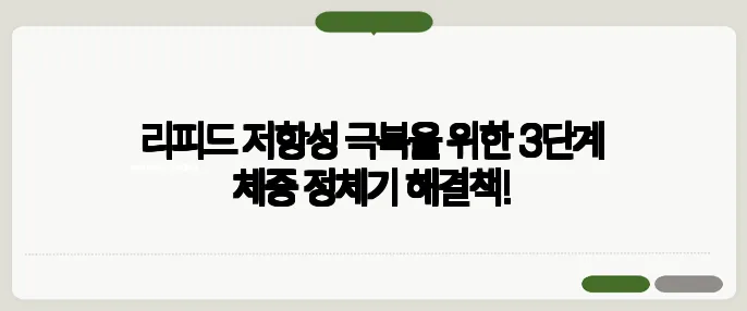 리피드 저항성 극복을 위한 3단계 체중 정체기 해결책!