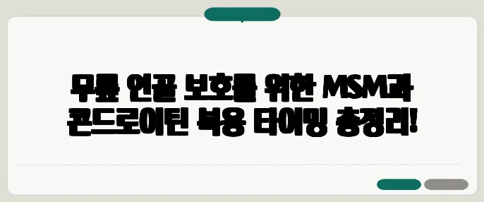 무릎 연골 보호를 위한 MSM과 콘드로이틴 복용 타이밍 총정리!