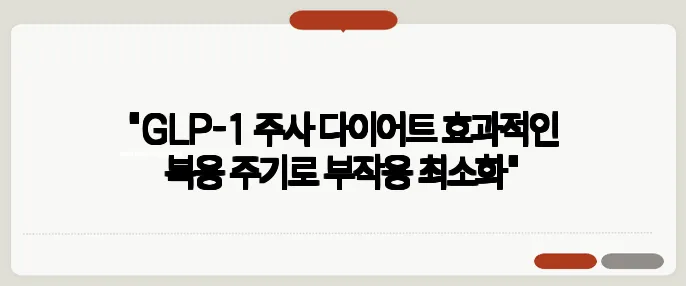 "GLP-1 주사 다이어트 효과적인 복용 주기로 부작용 최소화"