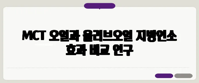 MCT 오일과 올리브오일 지방연소 효과 비교 연구