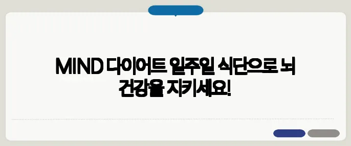 MIND 다이어트 일주일 식단으로 뇌 건강을 지키세요!