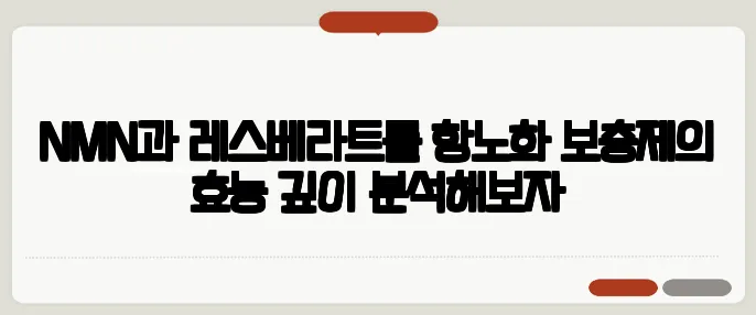 NMN과 레스베라트롤 항노화 보충제의 효능 깊이 분석해보자