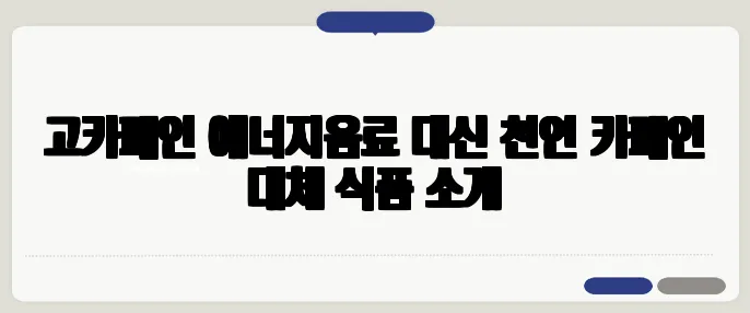 고카페인 에너지음료 대신 천연 카페인 대체 식품 소개