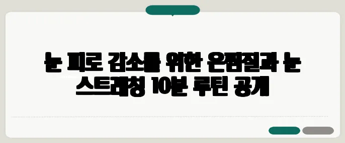 눈 피로 감소를 위한 온찜질과 눈 스트레칭 10분 루틴 공개