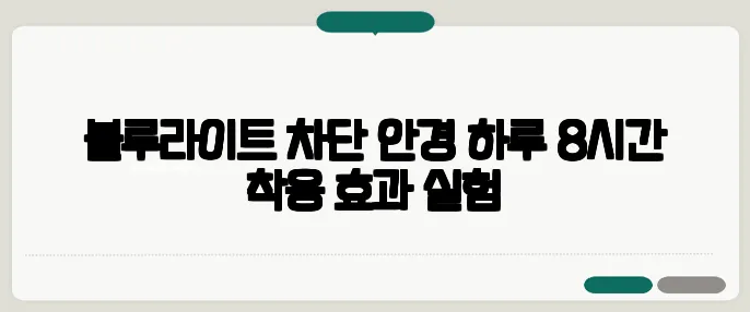 블루라이트 차단 안경 하루 8시간 착용 효과 실험