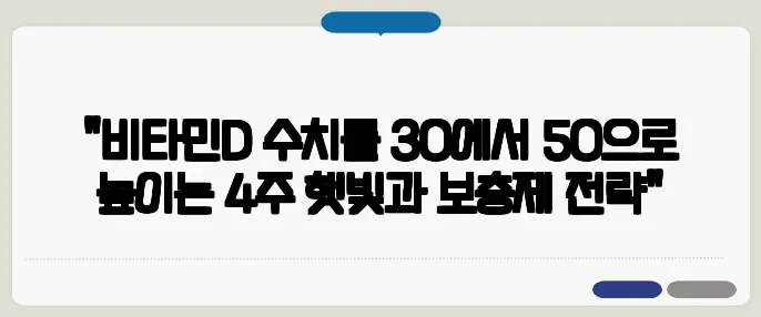 "비타민D 수치를 30에서 50으로 높이는 4주 햇빛과 보충제 전략"