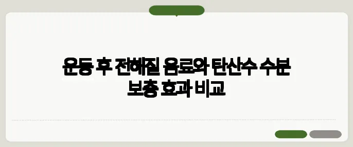 운동 후 전해질 음료와 탄산수 수분 보충 효과 비교