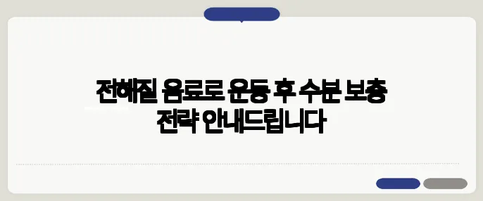 전해질 음료로 운동 후 수분 보충 전략 안내드립니다