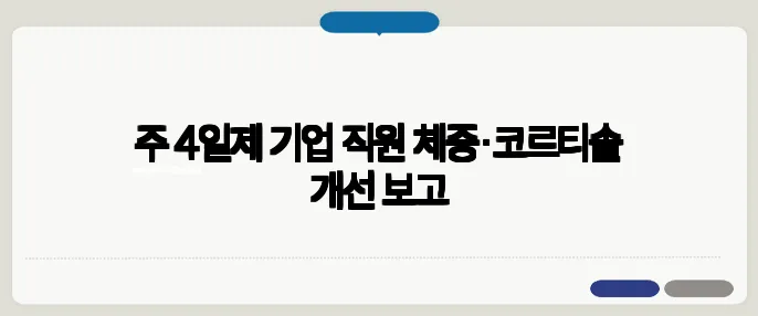 주 4일제 기업 직원 체중·코르티솔 개선 보고