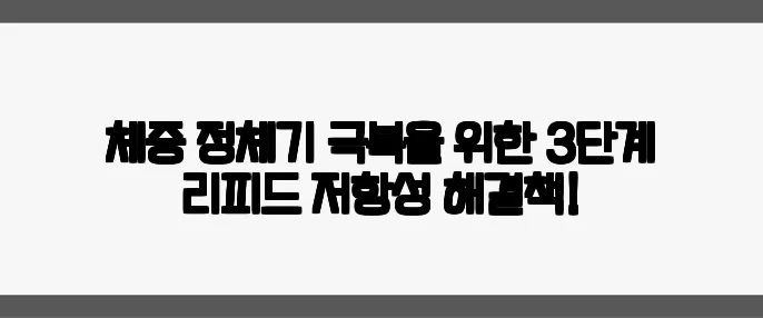 체중 정체기 극복을 위한 3단계 리피드 저항성 해결책!