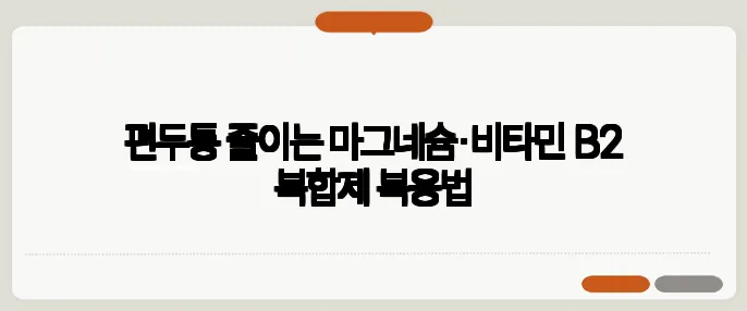 편두통 줄이는 마그네슘·비타민 B2 복합제 복용법