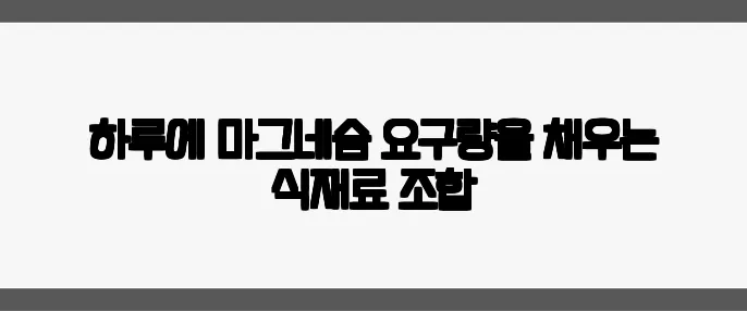 하루에 마그네슘 요구량을 채우는 식재료 조합