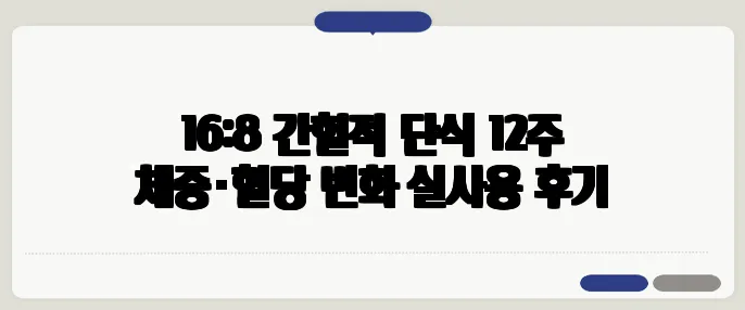 16:8 간헐적 단식 12주 체중·혈당 변화 실사용 후기