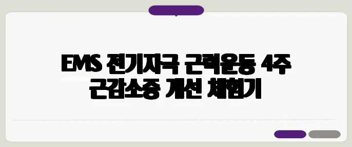 EMS 전기자극 근력운동 4주 근감소증 개선 체험기