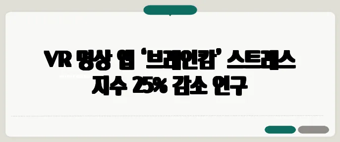 VR 명상 앱 ‘브레인캄’ 스트레스 지수 25% 감소 연구