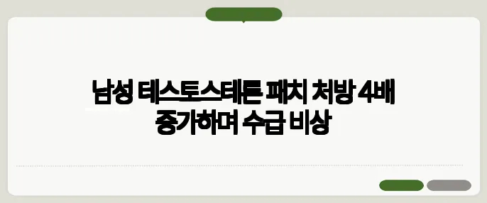 남성 테스토스테론 패치 처방 4배 증가하며 수급 비상