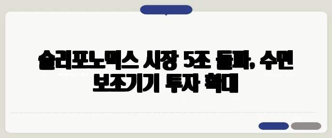 슬리포노믹스 시장 5조 돌파, 수면 보조기기 투자 확대
