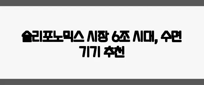 슬리포노믹스 시장 6조 시대, 수면 기기 추천