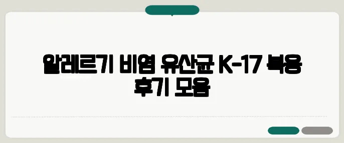 알레르기 비염 유산균 K-17 복용 후기 모음