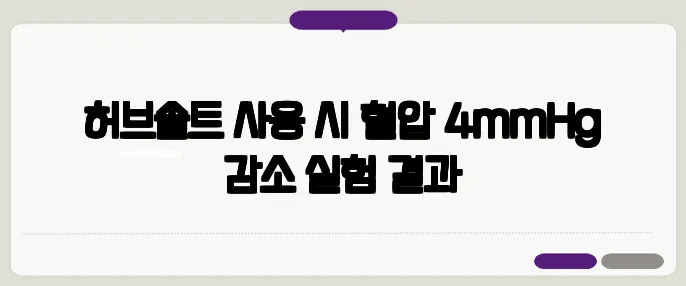 허브솔트 사용 시 혈압 4mmHg 감소 실험 결과