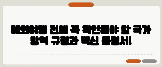 해외여행 전에 꼭 확인해야 할 국가 방역 규정과 백신 증명서!