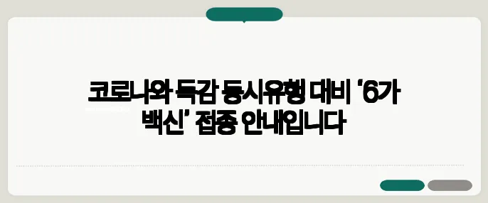 코로나와 독감 동시유행 대비 ‘6가 백신’ 접종 안내입니다